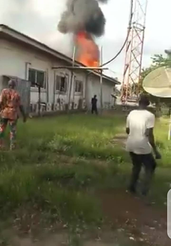 Moment fire gutted Unity FM in Abakiliki while staff were in the studio (photos/video)