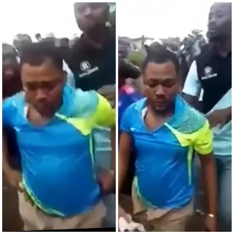 DISGUSTING!!! Man Caught Eating Bread And Faeces In Oyo [VIDEO]