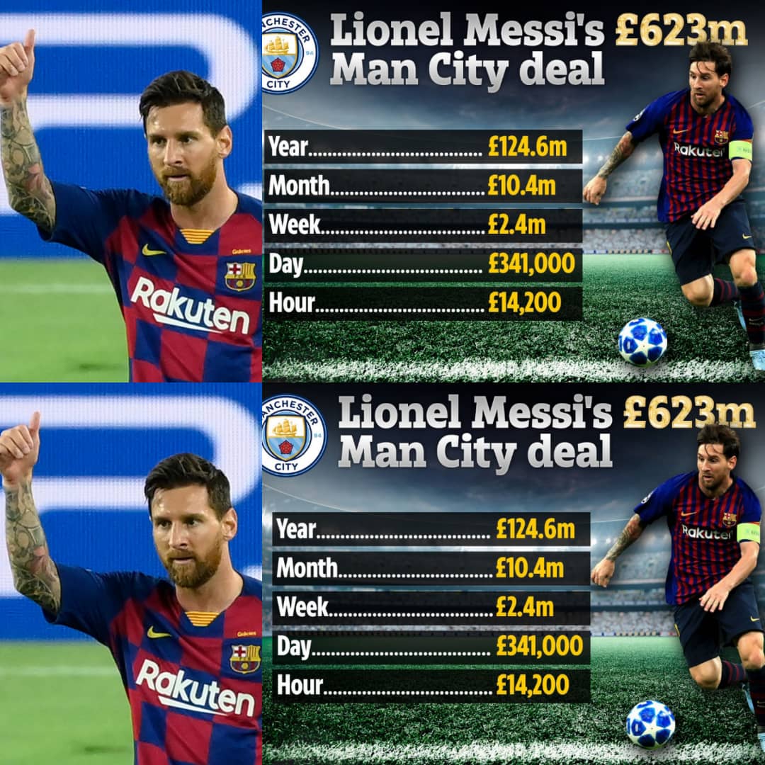 BREAKING: Lionel Messi Agrees £623Million Deal To Join Manchester City