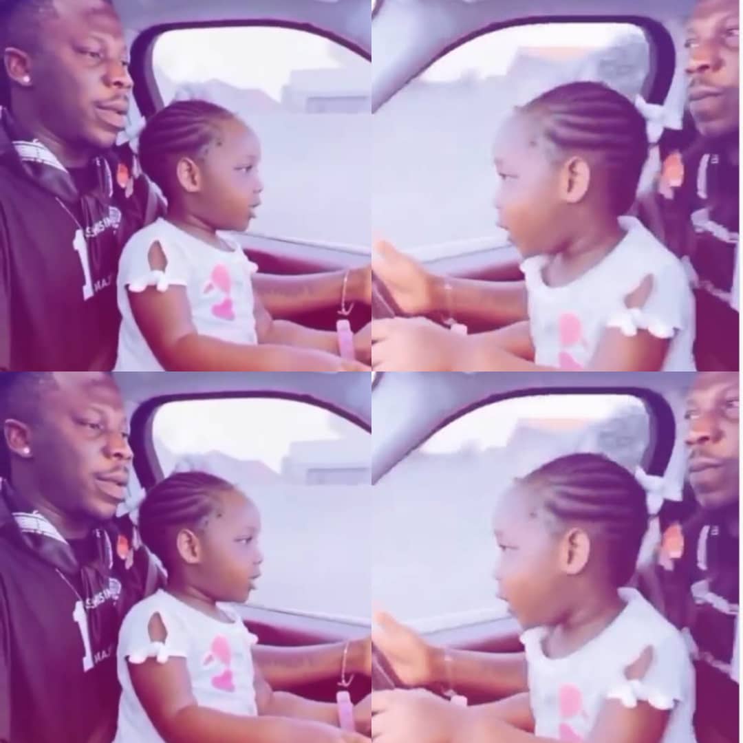 INSANE ACT: How Fans Reacted As Stonebwoy Allowed His 3-Year-Old Daughter Drove Him Around Town [VIDEO]