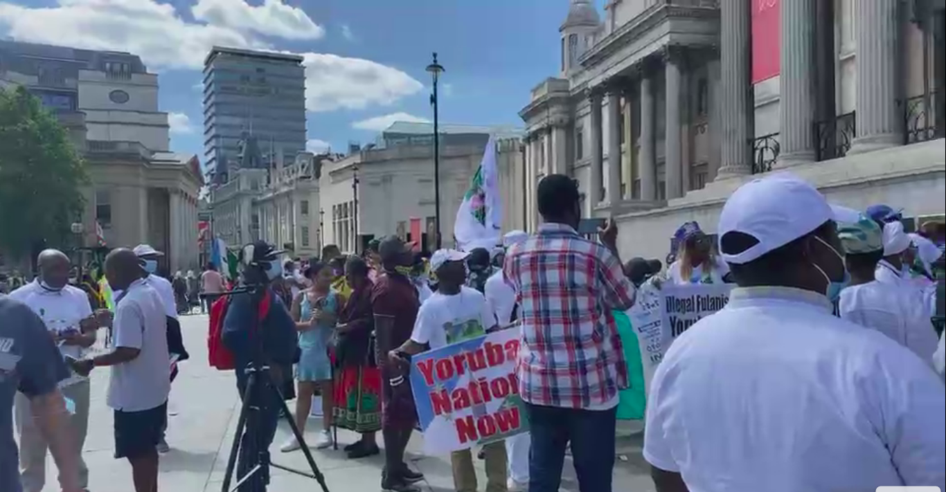 BREAKING: Like Abuja, #June12 Protesters Storm London For #BuhariMustGo Rally [VIDEO]