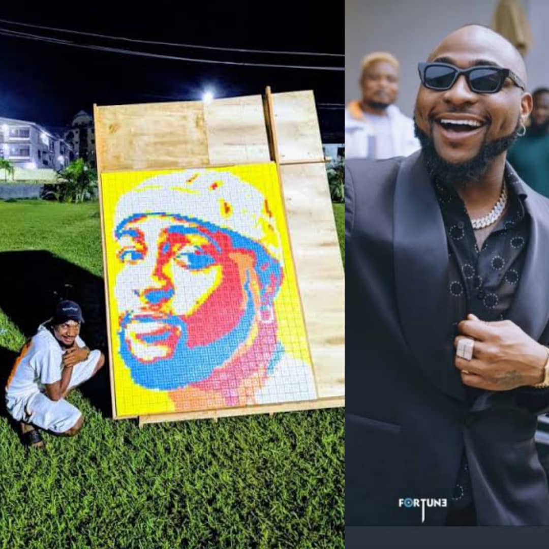 MAGICAL!!! Artist Creates Unique Portrait Of Davido With 800 Pieces Of Rubik’s Cub [VIDEO/PHOTOS]