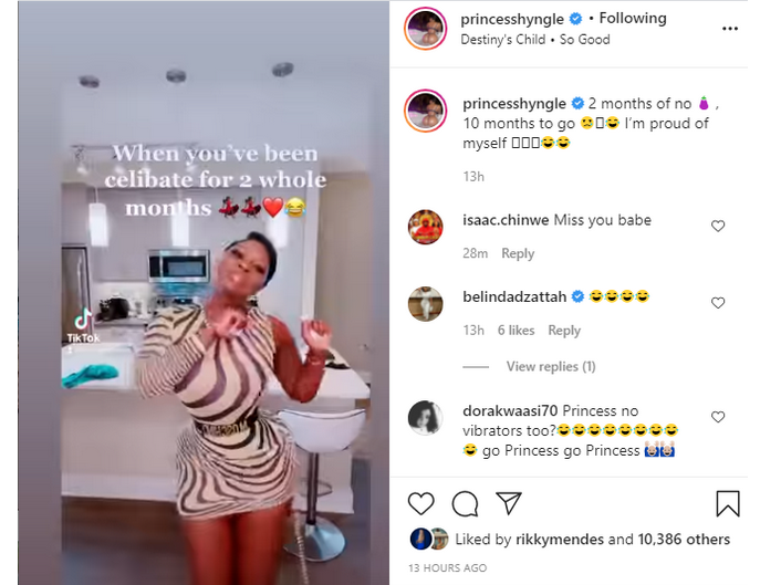 Ghanaian Slay Queen, Princess Shyngle Celebrates 2nd Month Of Not Having S3x