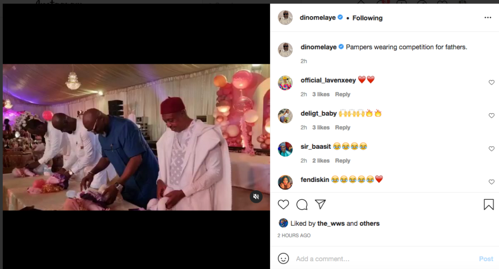 Moment Dino Melaye Wins Pampers Wearing Competition For Fathers [VIDEO]