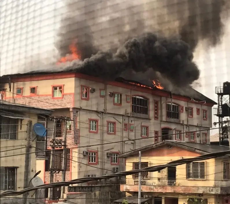 3 Storey Building On Fire In Surulere