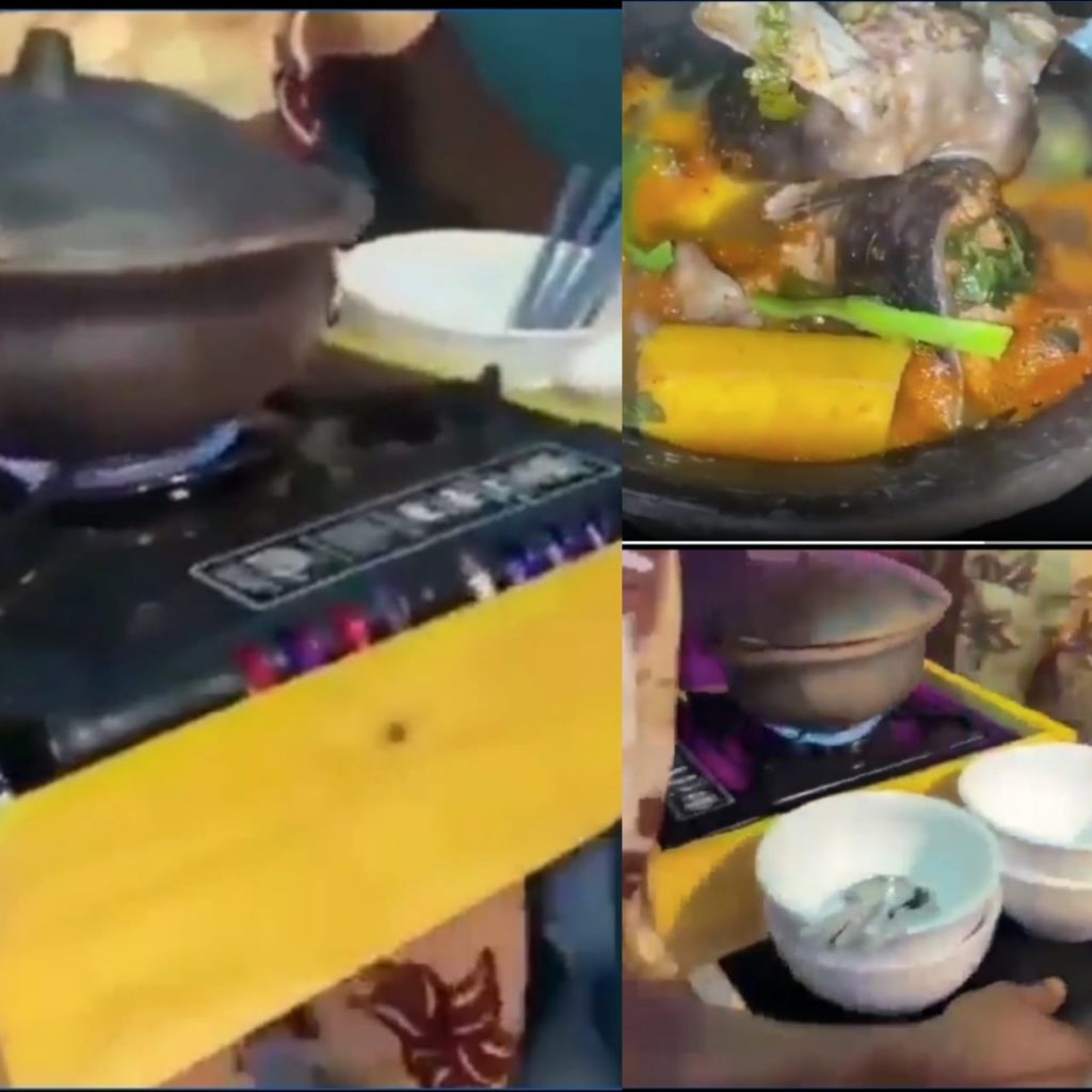 Party Guests Served Food On A Stove At An Event