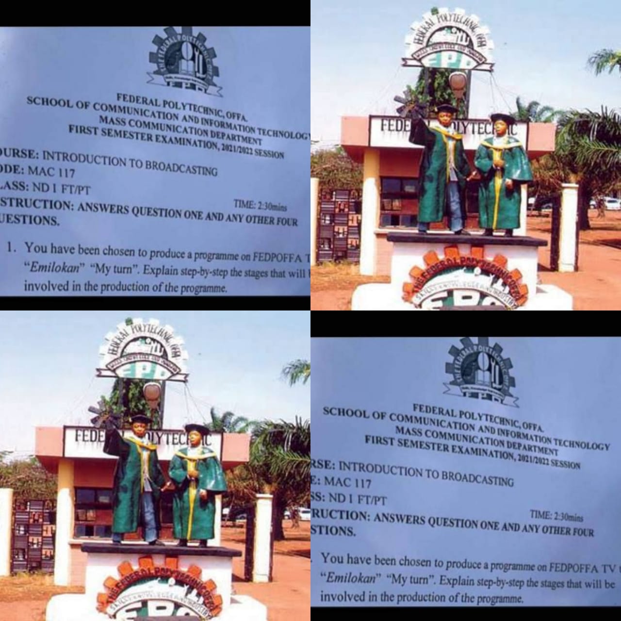 Federal Polytechnic Offa Sets Question With "#Emilokan"