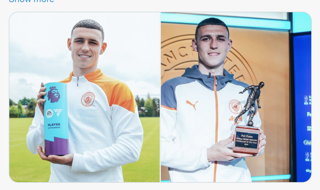 BREAKING: Manchester City Star, Phil Foden Wins Premier League Player ...